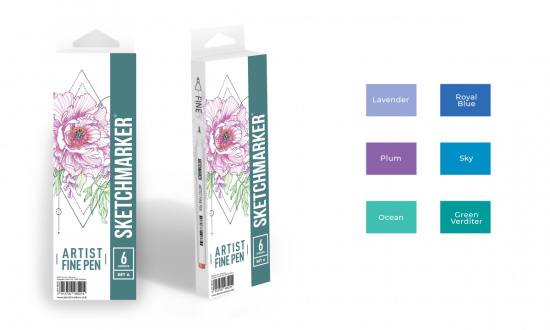 Набор капиллярных ручек Sketchmarker Artist fine pen Basic 1 6цв